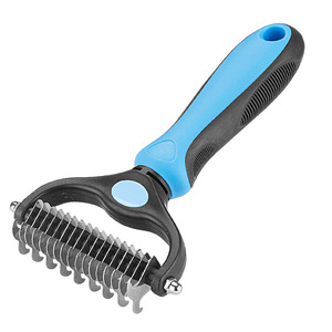 Piccolo ABS PET Toelettatura in plastica pettine in acciaio inox Deshedding spazzola per cani gatti rilassante massaggio di rimozione dei peli scatola imballato - Product Image 4