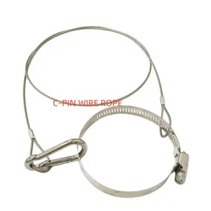 Imbracatura di sospensione in fune metallica in acciaio inossidabile C-PIN con due anelli per cavo di sicurezza per illuminazione scenica