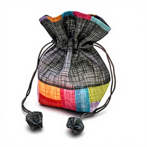 [Goyu] Square Patch Korean Traditional Bokjumeoni Pouch Polyester Fabric Drawstring Gift <b>Bag</b> Eco-Friendly Jewelry Storage - Product Image 1