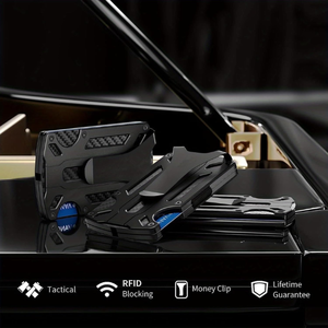 2026 Custom Front Pocket Genuine Leather RFID Blocking Small <strong>Minimal</strong> Slim Pull Tab Credit Card Holder <strong>Wallet</strong> - Product Image 2