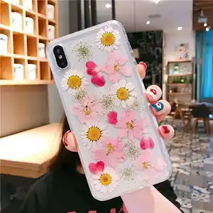 Rosa getrocknete Blumen für iPhone 15 14 13 12 11 Hülle gepresste getrocknete echte Blume Telefon hülle Harz Mobile Abdeckung trockene Blume für iPhone