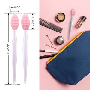 15cm <b>Long</b> Handle Plastic Silicone Lip Balm Brush Cleaning Facial <b>Nose</b> Blackhead Removal Tool with OPP Bag Colorfulmedium Brand - Product Image 3