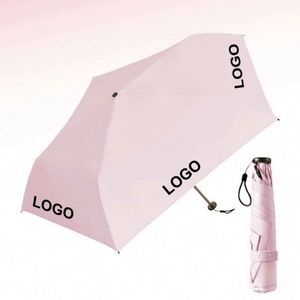 Japanese Ultra Light 190T Nylon Fabric Pongee Three <b>Fold</b> Custom Logo Pencil Anti Ultraviolet Sun Umbrella - Product Image 1