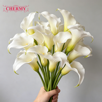 TH1584 Fleurs artificielles mini Calla Lily en EVA noir et violet, effet toucher réel, pour bouquet de mariage et décoration florale intérieure