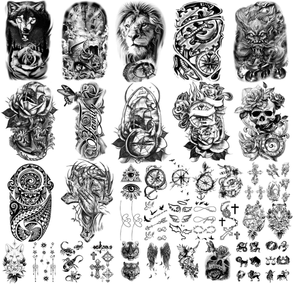 Tatouages temporaires autocollants <span class=keywords><strong>pour</strong></span> le corps, les bras, la poitrine, les épaules, <span class=keywords><strong>pour</strong></span> hommes ou femmes, avec de petits motifs noirs - Product Image 2