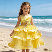 Robe en tulle pour enfants, robe de soirée sans manches, tenue de fête d'anniversaire pour bébé fille, robe de demoiselle d'honneur pour mariage, robe de princesse pour enfants