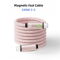 Câble USB-C magnétique en nylon de 1m, 1,5m, 2m, Type C vers Type C, PD 240W avec lumière respirante, charge rapide 5A, transfert de données 480Mbps
