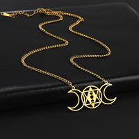 Collier Myshape Occulte Sorcière Triple Déesse Gothique Lune Wicca Hexagramme Phases Lunaires Cadeau Wiccan Bijoux en Acier Inoxydable