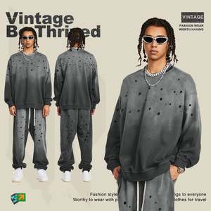 Sweat-shirt délavé à l'acide sur mesure pour hommes tissu tricoté surdimensionné de style vintage pour l'hiver - Product Image 6