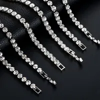 RINNTIN Fashion Perhiasan Crystal 925 Sterling Silver Gelang Tenis Gelang Rantai Joyas De Plata Cadena Kustom Tenis Gelang