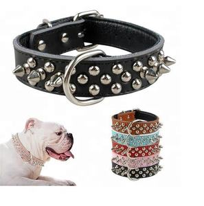 Collier pour chien en cuir véritable fait main de luxe, clouté, très demandé, confortable et extra durable, pour chiot et animal de compagnie - Product Image 1
