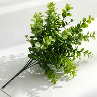 Ventes en gros de feuilles d'eucalyptus artificielles de 30 cm, branches, bouquet, feuilles en plastique, tiges, décorations de table pour les fêtes à domicile, plantes