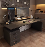 Bureau assis-debout électrique intelligent moderne avec tiroir de rangement, réglable en hauteur, en cuir, pour le bureau, le gaming et l'étude