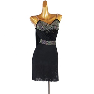 Robe de <span class=keywords><strong>danse</strong></span> latine une pièce pour compétition, robe de performance à franges en spandex/nylon, motif imprimé pour Rumba, Cha-Cha, <span class=keywords><strong>Jive</strong></span> - Product Image 5