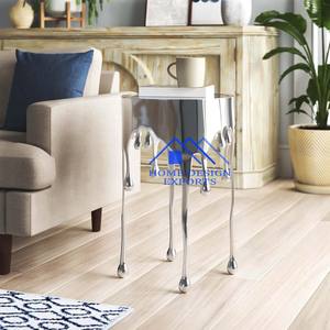 Mesa auxiliar de aluminio fundido para hoteles y restaurantes domésticos en acabado plateado y dorado adecuado para hoteles y restaurantes domésticos - Product Image 3