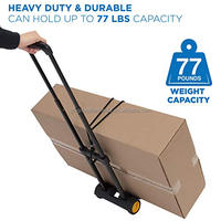 Chariot à bagages pliable léger et portable, capacité de charge de 110 lb, poignée télescopique, 2 roues en caoutchouc, cadre en alliage d'aluminium