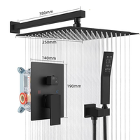 Ensemble de Douche Complet Mural Moderne Noir Mat avec Système de Jet de Pluie et Douchette à Main pour Salle de Bain