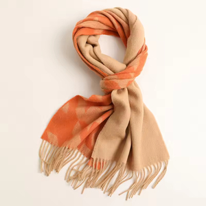 Écharpe en laine à motif pied-de-poule ondulé double face, impression géométrique et pompons, avec service de personnalisation de logo OEM pour cadeaux d'entreprise - Product Image 6
