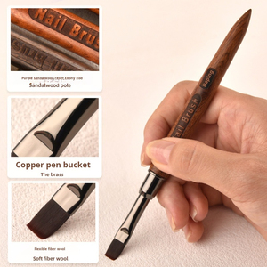 Wooden Handle Nail Brush Big Square Round Head Phototherapy <b>Builder</b> Gel Pen Custom Logo Salon Manicure Nail Art Brush - Product Image 5