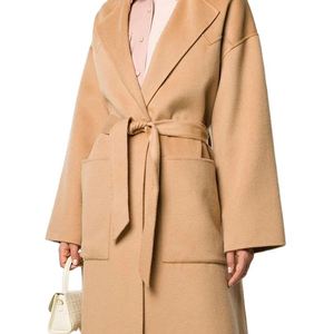 Femmes élégantes hiver revers crantés ceinturé taille dos Vent surdimensionné <span class=keywords><strong>laine</strong></span> Robe <span class=keywords><strong>manteau</strong></span> - Product Image 5