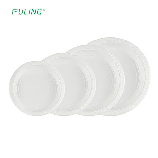 Customized Dinner Picnic Party 6 7 9 10 Inch Disposable White Plastic Plates