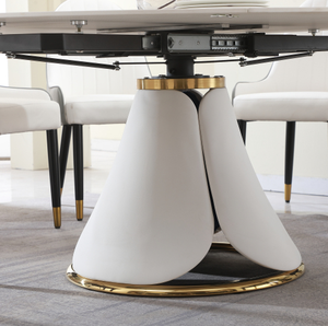 Fashion Modern Marble <b>Foldable</b> Square Top Dining <b>Table</b> with Adjustable Retractable Design Waterproof 8 Pcs <b>Chairs</b> for Hotel Use - Product Image 4