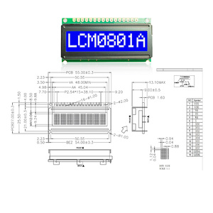 Baixa potência 0801 <span class=keywords><strong>LCD</strong></span> <span class=keywords><strong>Display</strong></span> Module 8x1 - COB grande personagem STN tela verde amarelo para equipamentos industriais - Product Image 5