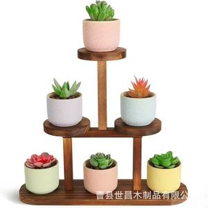 Support à fleurs en bois à 3 niveaux, étagère multi-étages pour plantes succulentes d'intérieur, pour salon, balcon, étagère de rangement écologique - Product Image 1
