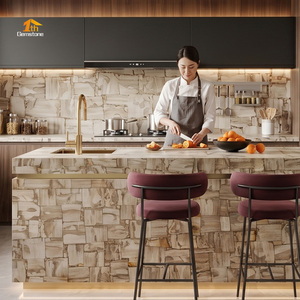 Piano Cucina e Rivestimento per Isola in Legno Pietrificato Naturale Marrone Chiaro Personalizzato - Product Image 4
