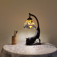 Vente en gros directe de mosaïques de verre colorées pour églises, abat-jour en verre artistique peint à la main, style lampes de table LED