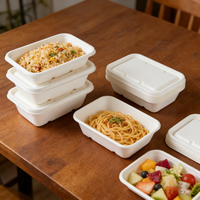 Boîte à lunch jetable biodégradable carrée de 750 ml en pulpe de bagasse, vaisselle pour les fêtes D888