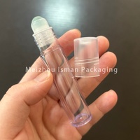 ISMAN Prêt à expédier – Flacon roll-on rond transparent en plastique de 7 ml, vide, pour huiles essentielles et parfums – Vente en gros directe usine