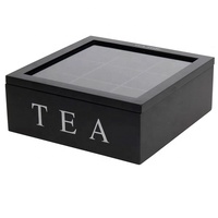 Boîte de rangement en bois pour le thé avec 9 compartiments et fenêtre en verre
