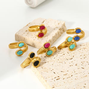 خاتم أحجار كريمة من الذهب عيار 18 قابل للتعديل عالي الجودة من الفولاذ المقاوم للصدأ للرجال والنساء - Product Image 4