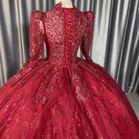 Robes de Quinceañera Lscm71 Red Princess Illusion Ball Gown, avec des fleurs 3D et des appliques, pour filles de 15 à 16 ans, Jancember