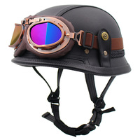 Casque en cuir Vintage allemand de la seconde guerre mondiale, demi-casque d'été, demi-casque demi-couvert, casque de moto pour hommes et femmes