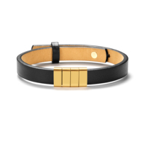 Bracelet pour homme en acier inoxydable plaqué or PVD 2023 avec perles en cuir véritable pour gravure de nom