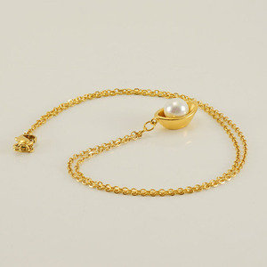 ZOGXIN Pearl Necklace 18K Gold Plated Stainless Steel Clavicle Chain For Women Everyday Wear - Product Image 3