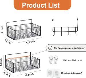 Bathroom Shower Basin <b>Rack</b> with Hooks <b>Storage</b> <b>Rack</b> Organizer Adhesive No Drilling Required - Product Image 2