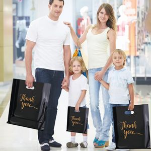Reusable Recyclable Durable <b>PE</b> Plastic Square Bottom Shopping Bags Die Cut Handles Customized Logo for Small Business Socks - Product Image 5
