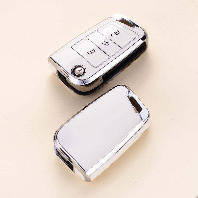 Étui à clés blanc à bords argentés B