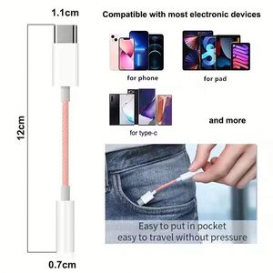 Usb C to 3.5mm Aux Adapter Plug in Nylon Braided 3.5 mm to Usb C Aux Audio <b>Cable</b> for Phone 16 15 - Product Image 5