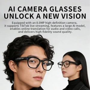 Occhiali Smart AI a Doppia Lente con Fotocamera da 8MP, Supporto <span class=keywords><strong>Chat</strong></span> Vocale AI, Live Streaming TK, Ricarica Type-C, Batteria da 290mAh, Dispositivo Indossabile - Product Image 1
