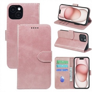 เคสโทรศัพท์แบบพับได้ทำมือจากหนังวัวลายธรรมชาติ พร้อมช่องใส่บัตรและขาตั้งแม่เหล็กแบบซ่อน สำหรับ 17 Pro Max/ - Product Image 1