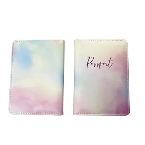 Soporte de pasaporte de cuero PU con estampado personalizado RTS, organizador de documentos y tarjetas de identificación de negocios, funda tipo billetera