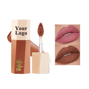 Oem số lượng lớn biểu tượng tùy chỉnh Lip Make Up Tinted Lip Gloss bán buôn Vegan Matte nhung màu hồng son bóng màu đỏ