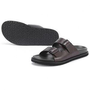 Sandales d'extérieur pour hommes de créateur, chaussures personnalisées en cuir de veau, claquettes pour hommes, fabrication et production - Product Image 5