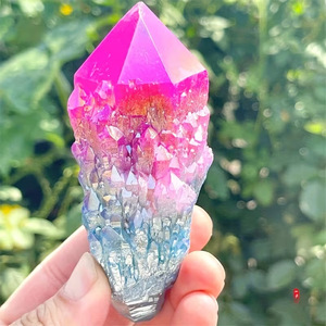 Wholesale Healing <b>Crystal</b> Stones Rainbow Angel Aura Pineapple Quartz <b>Cluster</b> for Jewelry Making - Product Image 1