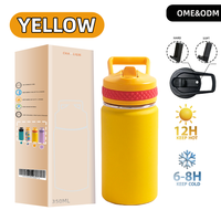 Bouteille d'eau isotherme en acier inoxydable à double paroi de 12 oz, avec couvercle en silicone anti-fuite, personnalisable avec logo JH016, pour le sport, en gros