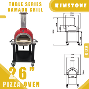 <span class=keywords><strong>Horno</strong></span> de Pizza Portátil con Ruedas de 26 Pulgadas, Parrilla de Cerámica para Asar a Leña, Ideal para Campamentos, Jardín y Fiestas Familiares - Product Image 3